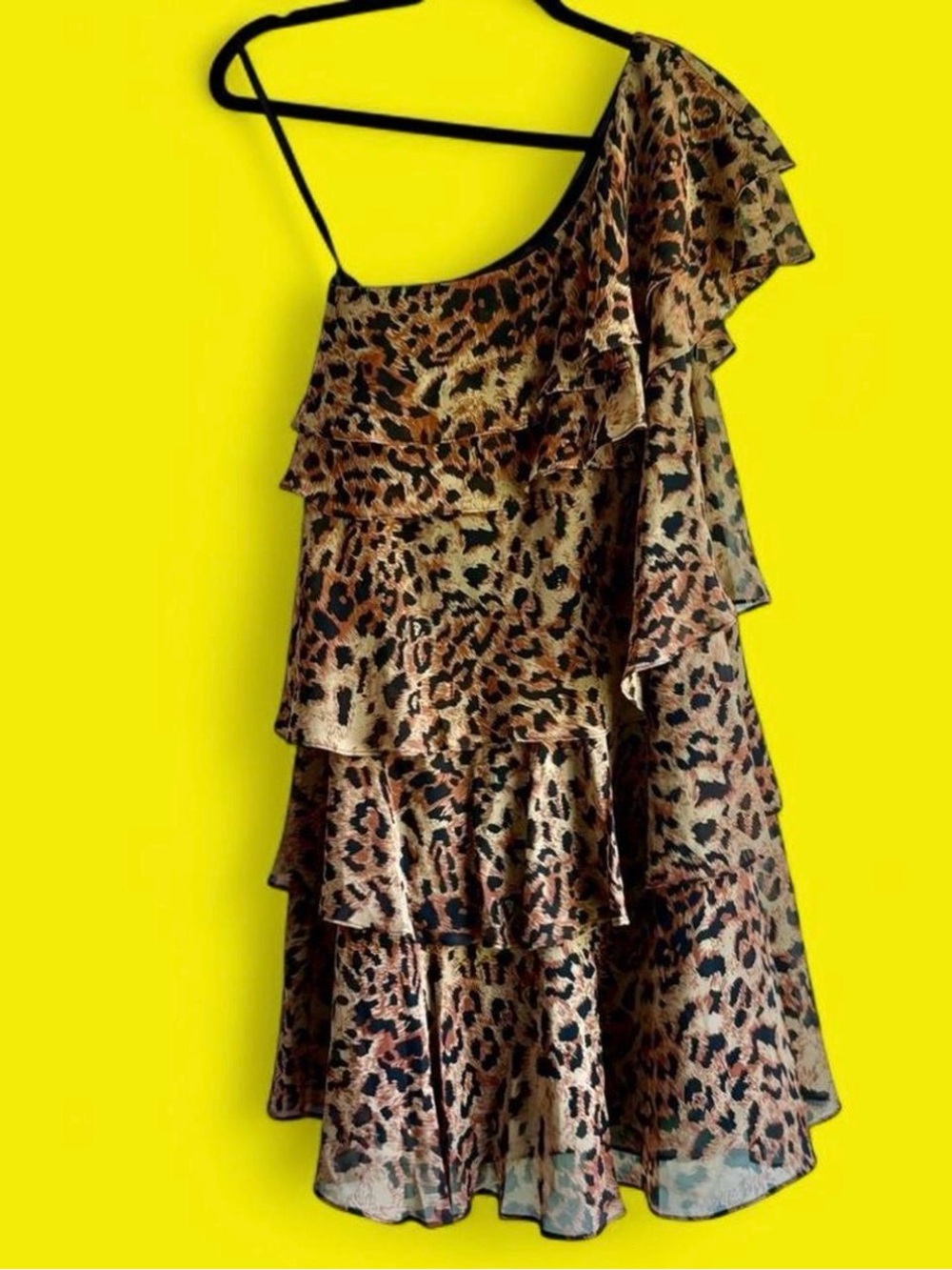 EUC Rachel Zoe Leopard Print One-Shoulder Dress
